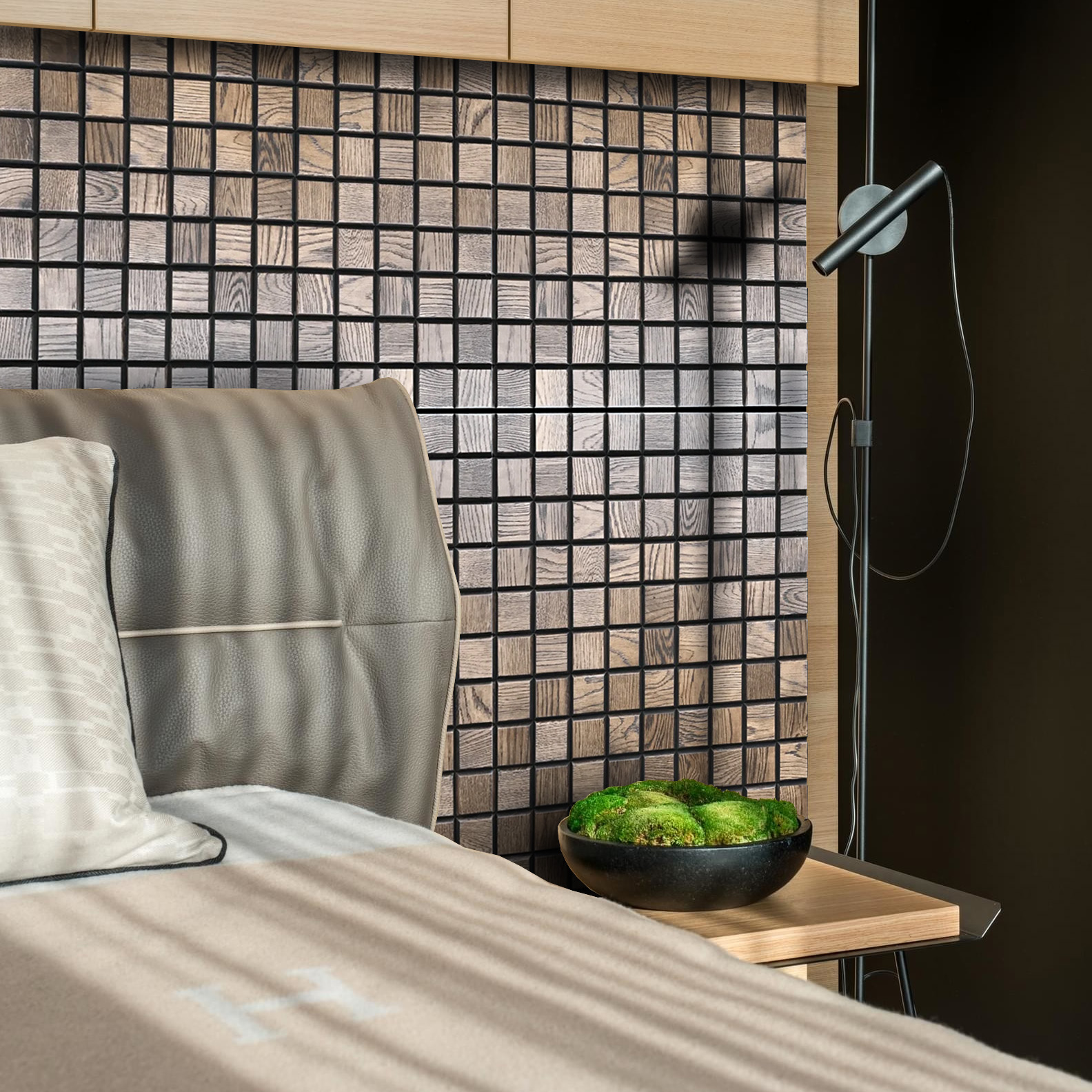 Стеновая панель Tarsi/Тарси Шоколад 300х300 мм Дуб/брашированный